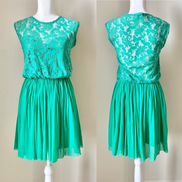 ASOS Dresses & Skirts - ASOS green lace and layered material dress